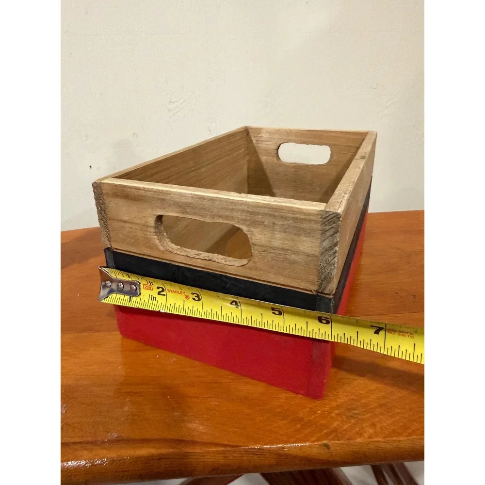 Rustic Wooden Santa Suit Christmas Crate Holiday Decor Storage Bin with Handles